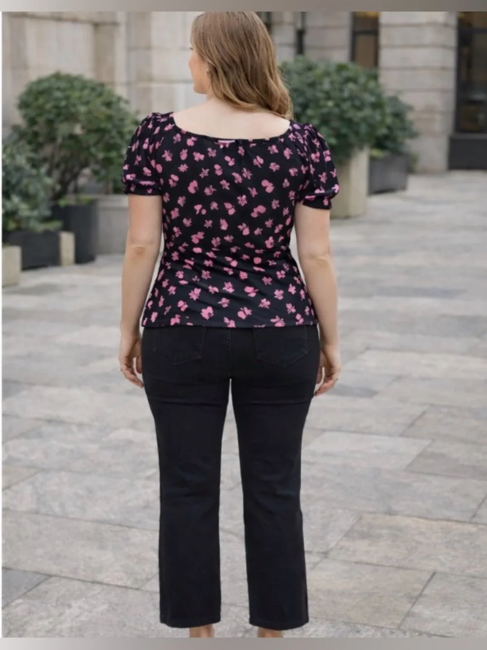 Boden T1006 BLK Floral Top